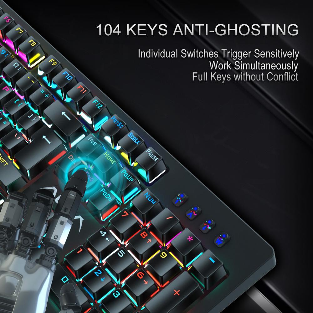 AULA RGB Gaming Mechanical Keyboard Blue Black Switch Wired Backlit ...