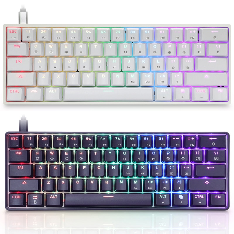 Skyloong Mini Portable 60% Mechanical Keyboard Wireless Bluetooth Gateron Mx RGB Backlight Gaming Keyboard GK61 SK61 For Desktop