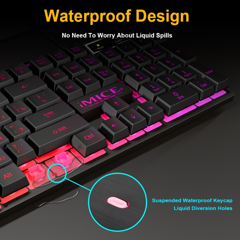 Wired Gaming Keyboard And Mouse RGB Backlit Keyboard Rubber PC